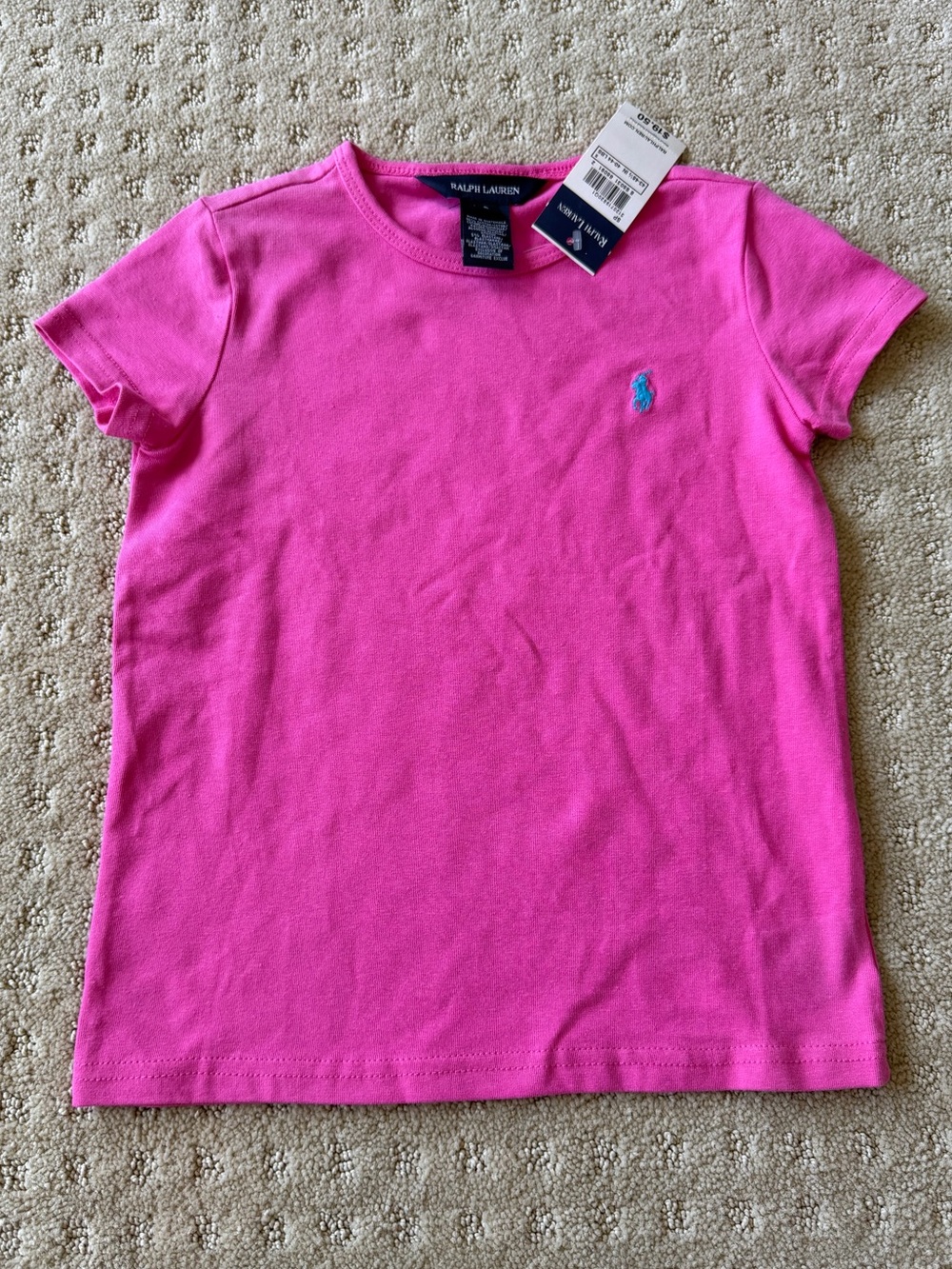 NWT Ralph Lauren Girls' Hot Pink Short Sleeve Tee, Size 5
